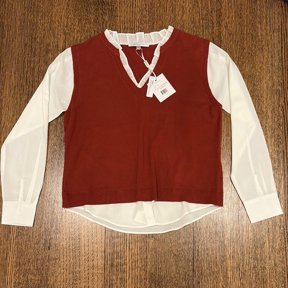 Sioni Red Sweater Vest Blouse